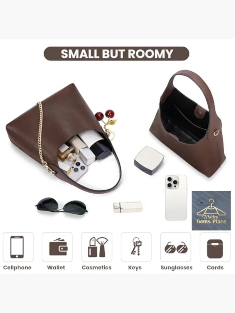 Small Hobo Shoulder Bag Crossbody Handbag Faux Leather Tote Purse Trendy